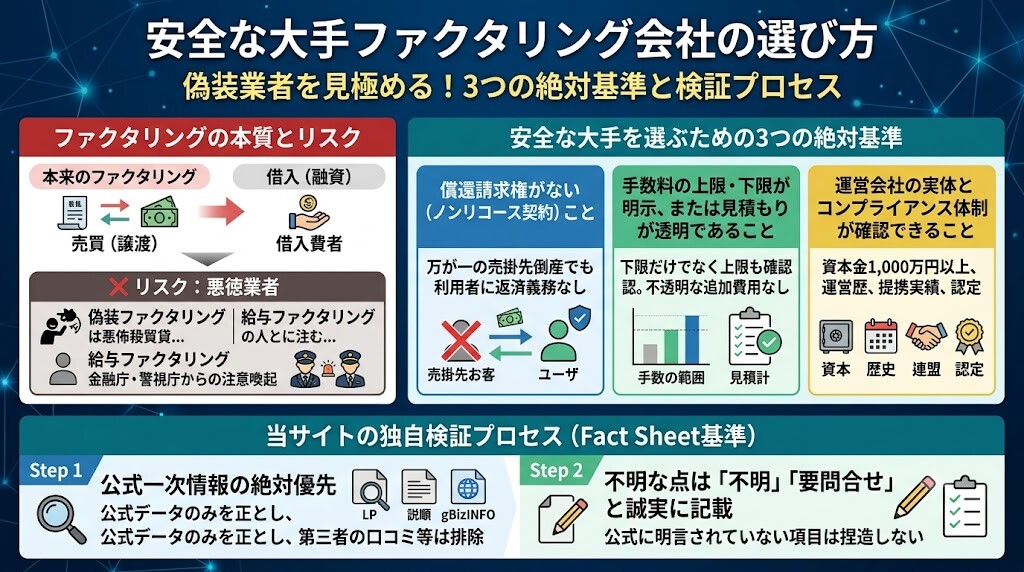 悪徳業者に騙されない！安全な大手ファクタリング会社の選び方と独自検証プロセス