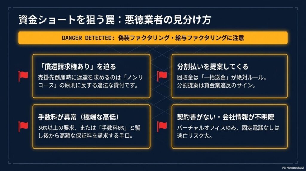 悪徳業者・給与ファクタリングへの注意喚起と見分け方