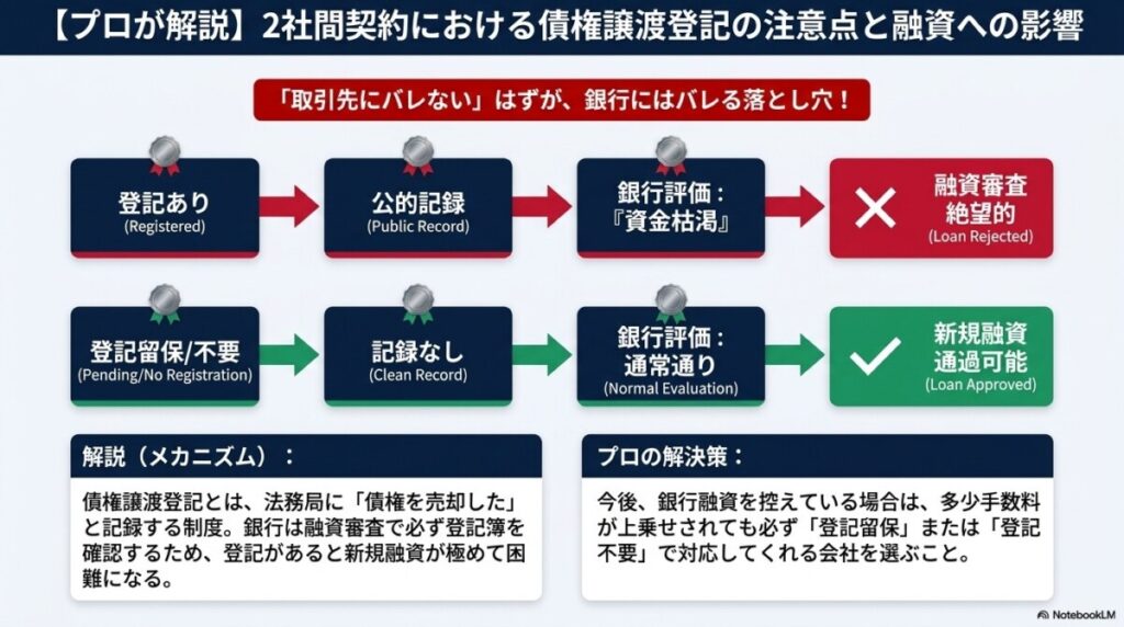 【プロが解説】2社間契約における債権譲渡登記の注意点と融資への影響