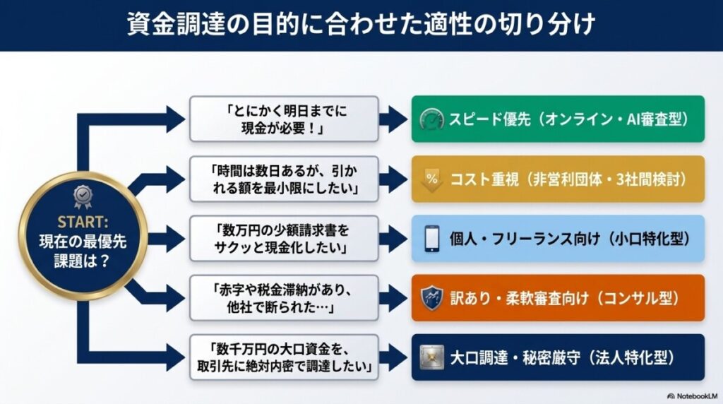 資金調達の目的に合わせた適性の切り分け
