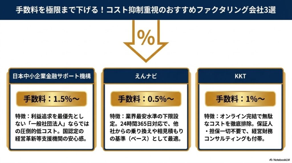 手数料を極限まで下げる!コスト抑制重視のおすすめファクタリング会社3選