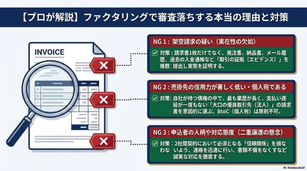 【プロが解説】ファクタリングで審査落ちする本当の理由と対策