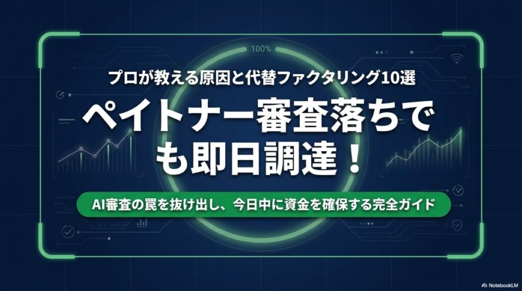 ペイトナー審査落ちでも即日調達！プロが教える原因と代替ファクタリング10選　アイキャッチ