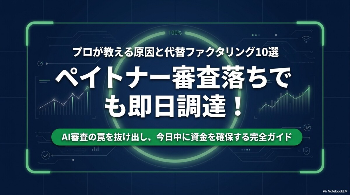 ペイトナー審査落ちでも即日調達！プロが教える原因と代替ファクタリング10選　アイキャッチ