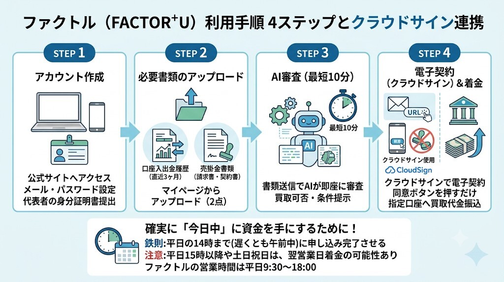 ファクトルの利用手順を4ステップで解説！電子契約クラウドサインの連携方法をわかりやすく図解