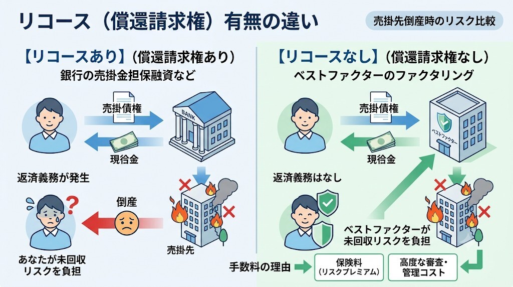 ベストファクターの償還請求権(リコース)の有無をわかりやすく図解