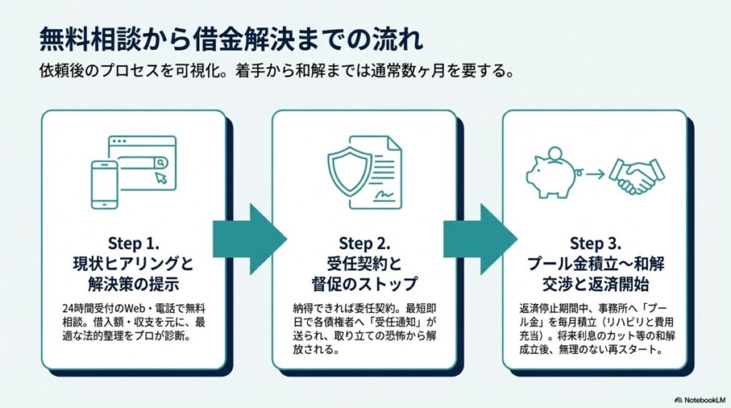 5. はたの法務事務所での無料相談から借金解決までの流れ