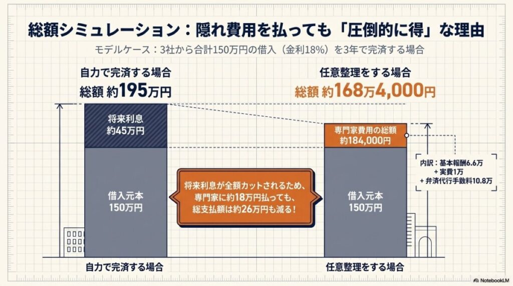 2-2. シミュレーションモデル:3社から合計150万円の借入がある場合
