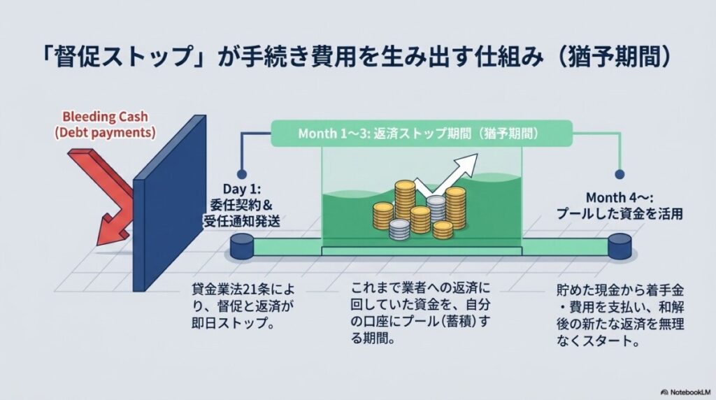 依頼した瞬間から督促がストップ!精神的余裕を生む仕組み