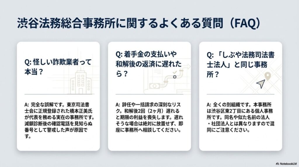 渋谷法務総合事務所の費用に関するよくある質問(FAQ)