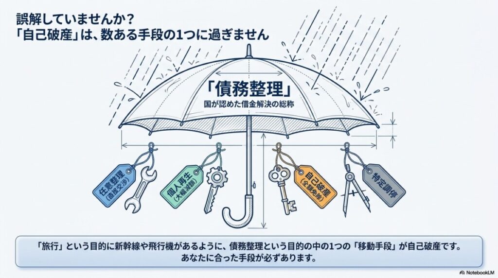 自己破産は債務整理の手段の一つ図解