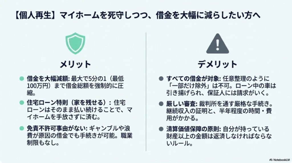 【個人再生が合う人】マイホームを死守しつつ借金を大幅（1/5程度）に減額したい派