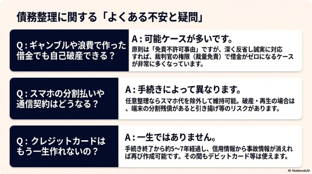債務整理と自己破産に関するよくある質問（FAQ）