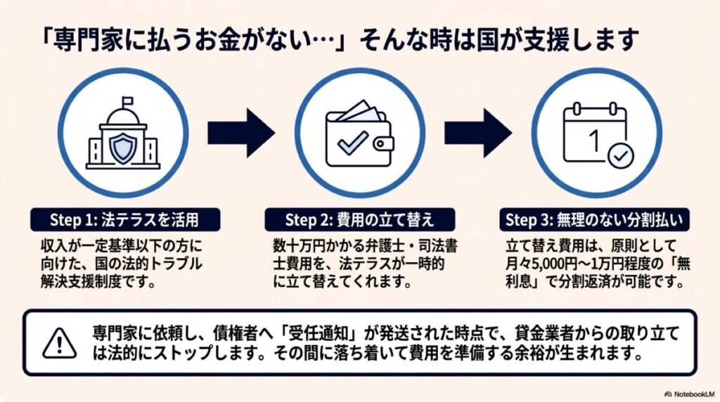 手元にお金がない場合は「法テラス（民事法律扶助制度）」を活用しよう