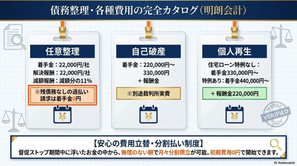 アース法律事務所の債務整理にかかる費用(任意整理・自己破産など)