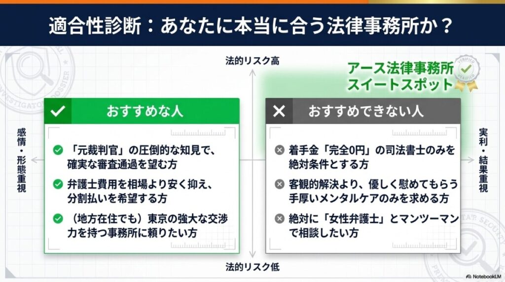 アース法律事務所がおすすめな人・おすすめできない人