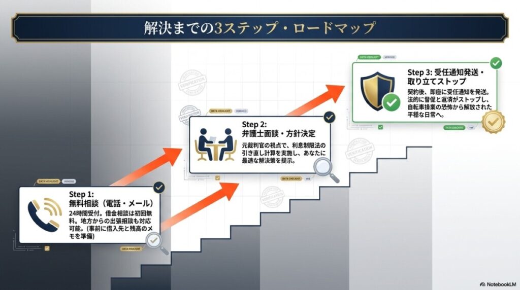 アース法律事務所での無料相談から借金減額・解決までの流れ