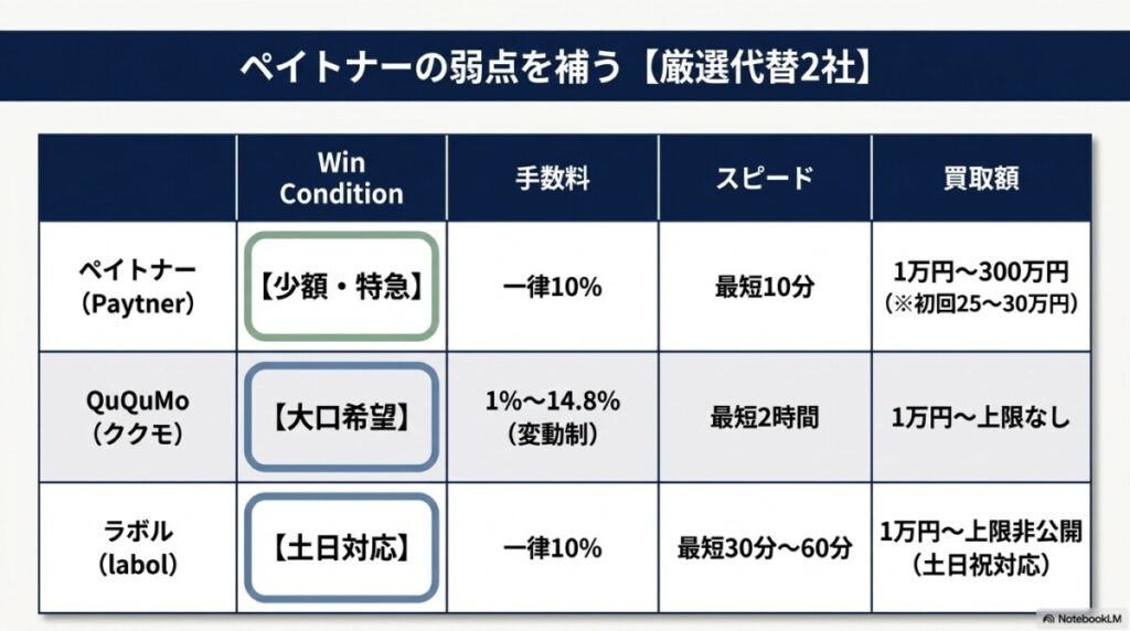 ペイトナー口コミから見えた弱点を補う【厳選代替2社】