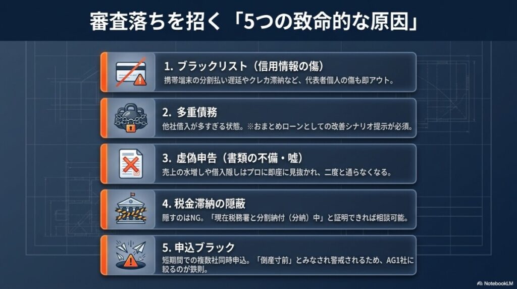 審査落ちを招く「5つの致命的な原因」